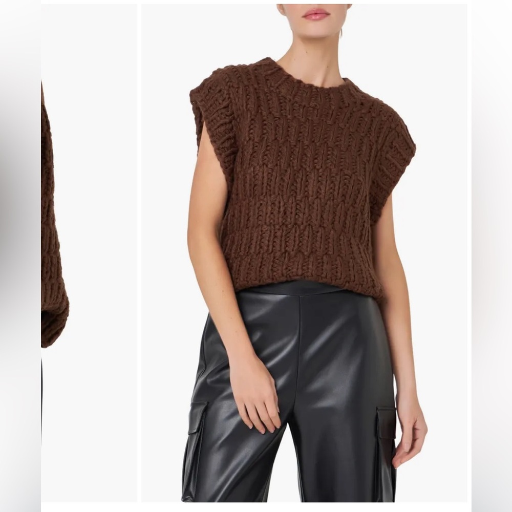 English Factory Chunky Cap Sleeve Sweater - Brown